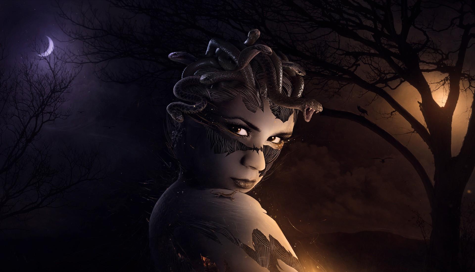 1920x1100 medusa, gorgon, night Wallpaper, HD Fantasy 4K Wallpaper, Image, Photo and Background