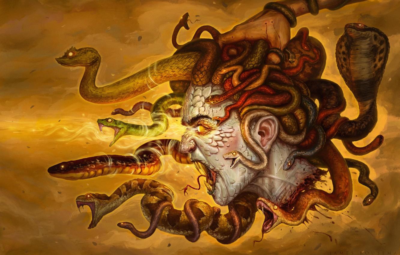 1332x850 Photo Wallpaper Girl, Figure, Medusa, Hand, Eyes, Head