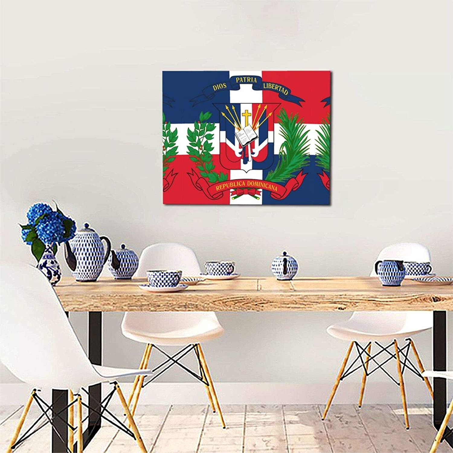 1500x1500 Buy Canvas Wall Art, Dominican Republic Coat Of Arms Painting Home Artwork Print For Wall, Living Room, Bedroom, Kitchen, Office Decor, 16x20 Inch Online in USA. B08PF9Y1VM