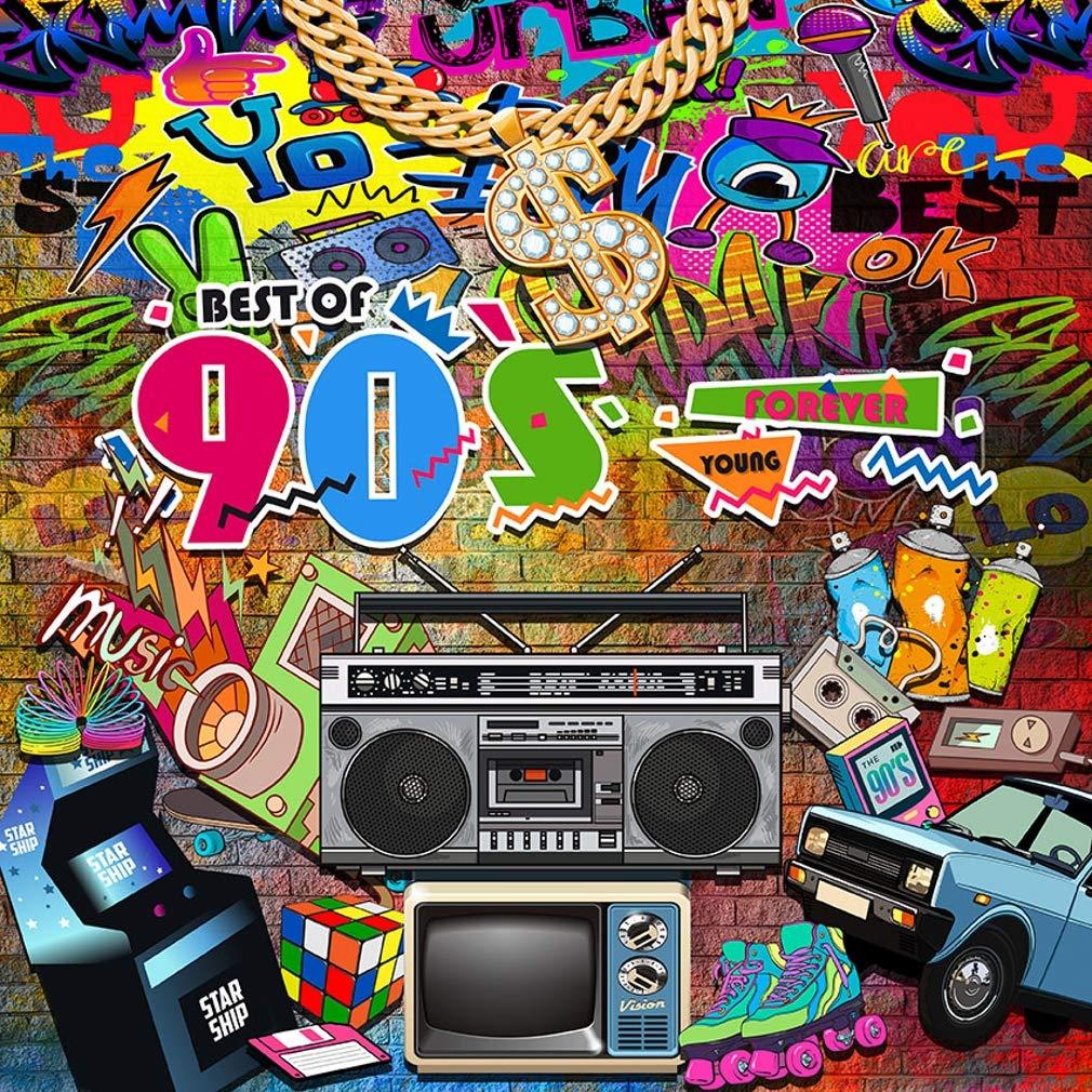 1010x1010 90s Hip Pop Theme Backdrop Vintage Urban Grunge Street Art Background for Photography Studio Rapper Dance Music Party Stage Wallpaper Digital (10x10 ft)- Buy Online in Dominican Republic at Desertcart