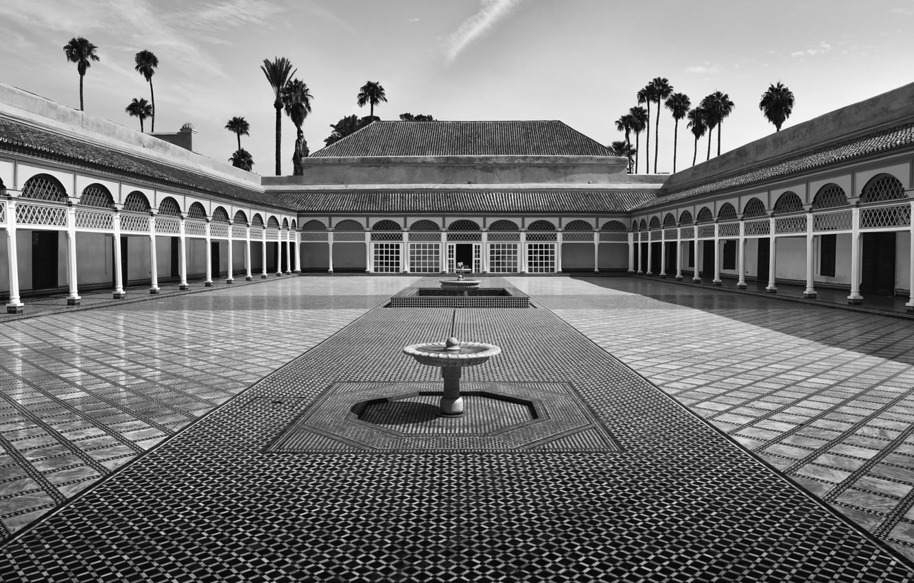 1332x850 Wallpaper yard, Morocco, Marrakech, Bahia Palace image for desktop, section город