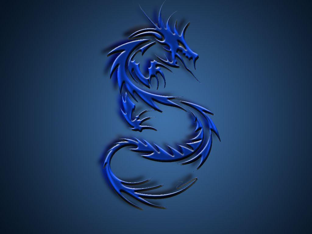 1024x768 Black And Blue Dragon Wallpaper