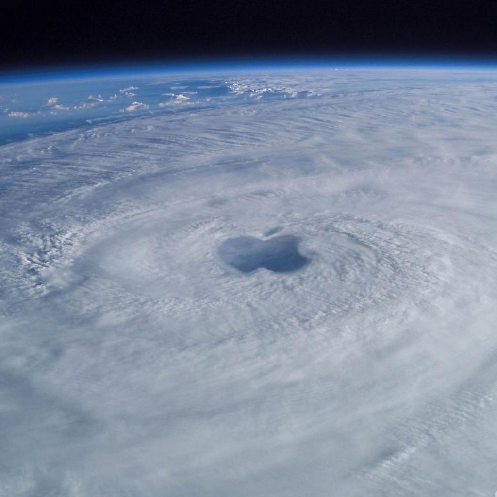 1024x1024 Apple Logo Space Hurricane iPad Wallpaper Free Download