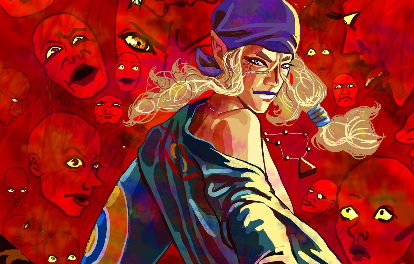 1332x850 Wallpaper art, face, Anime, guy, Anime, demons, Mononoke, Kusuriuri image for desktop, section прочее