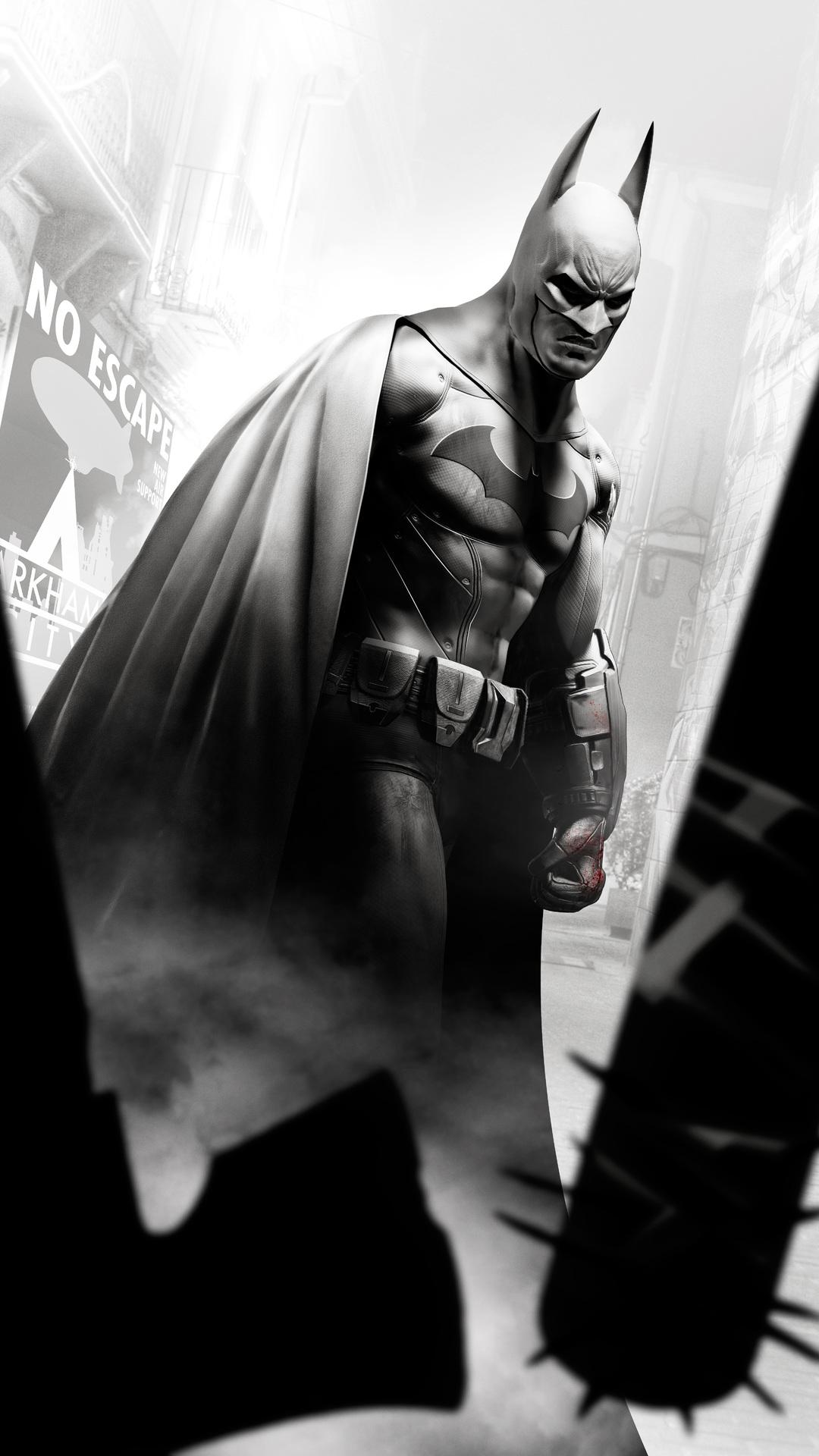 1080x1920 1080x1920 batman, batman arkham knight, superheroes, artist, artwork, digital art, hd, monochrome, black and white, 5k for iPhone 8 wallpaper