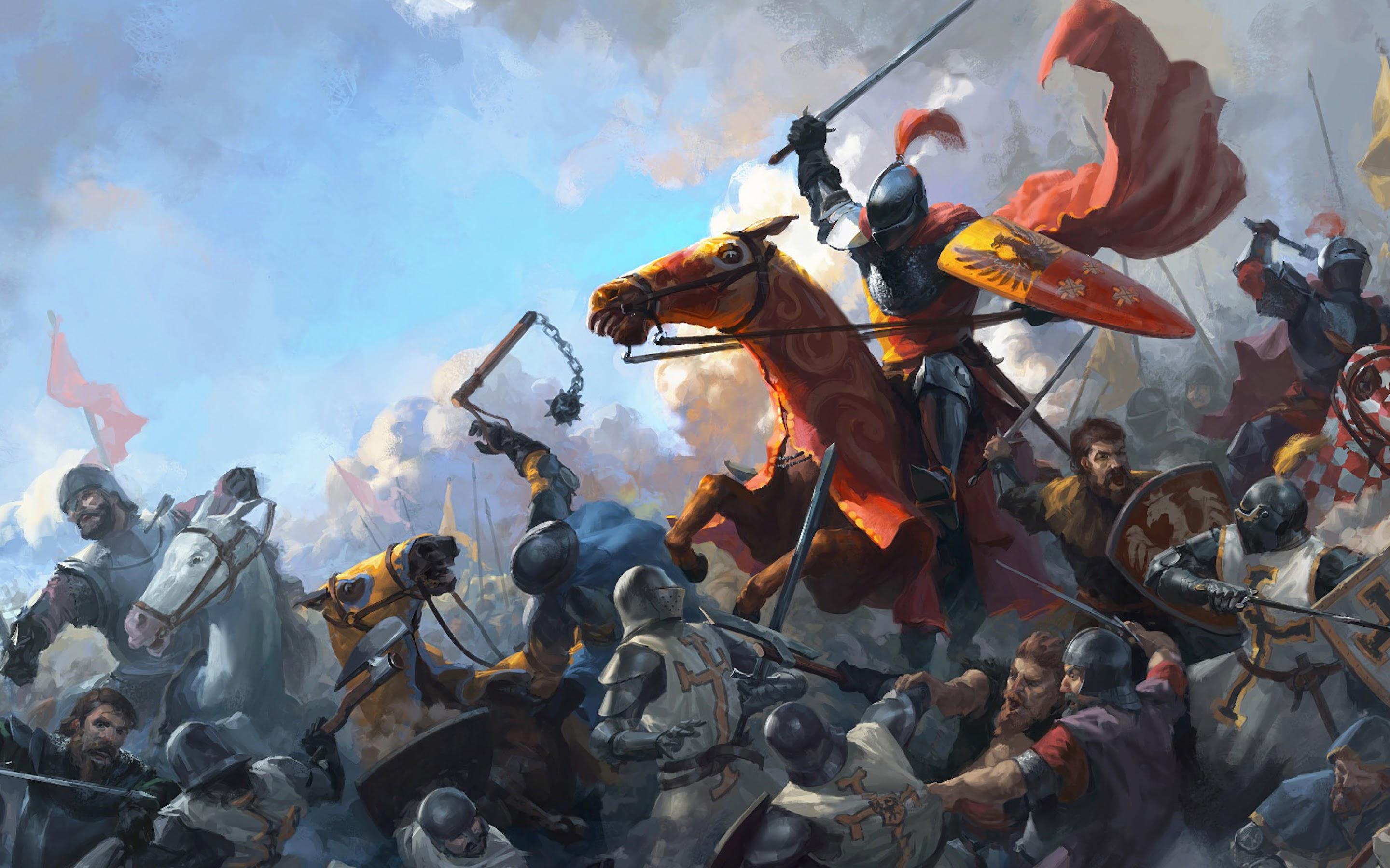 2880x1800 Epic Battle Medieval Knight Army 4K Wallpaper