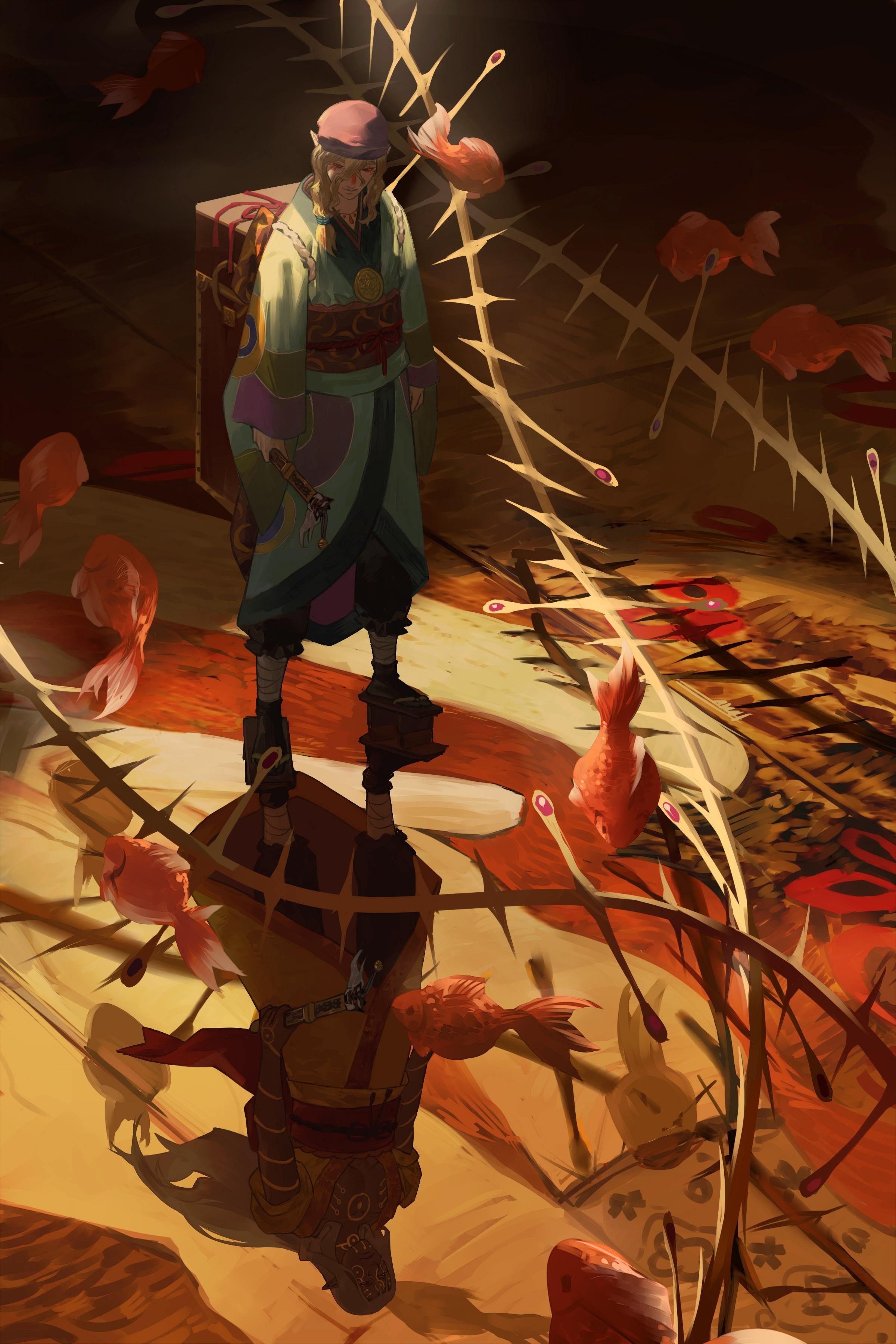 2400x3600 Wallpaper Japanese Clothes, Pointy Ears, Backpack, Kusuriuri, Mononoke, Knife:2400x3600