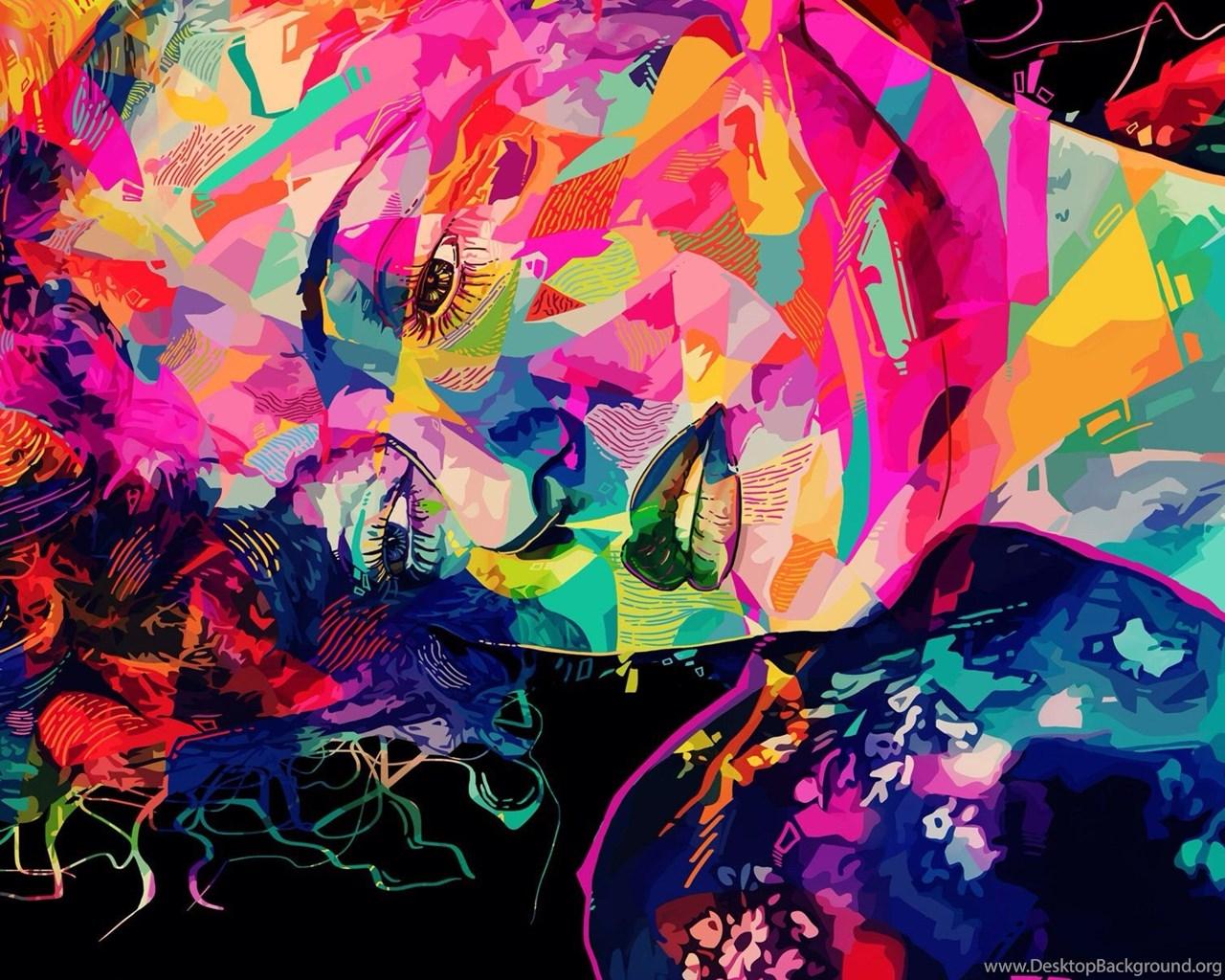 1280x1024 Colorful Trippy Abstarct Face Wallpaper HD