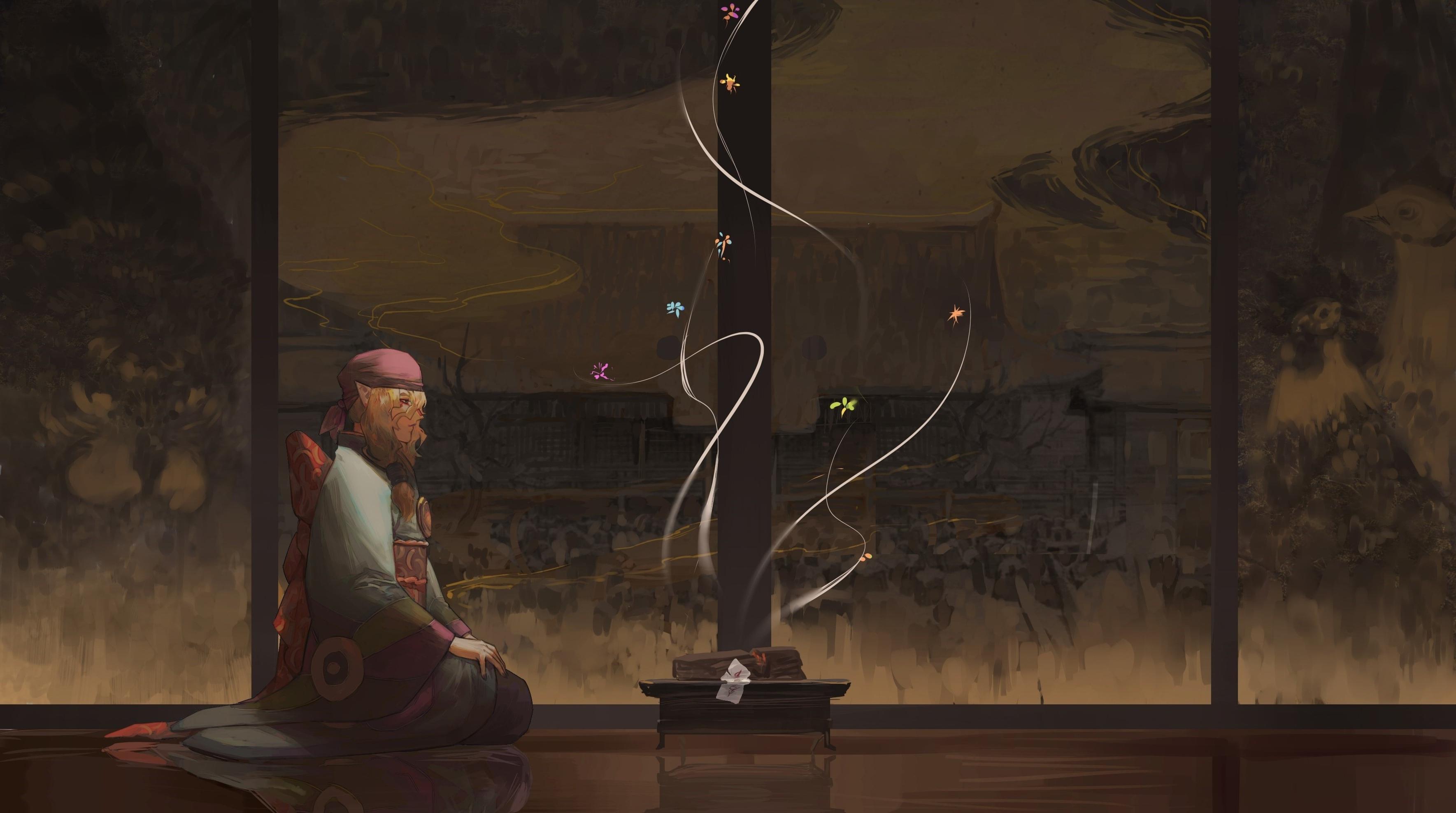 3538x1976 Wallpaper Elf Ears, Profile View, Mononoke, Kimono, Japanese House, Kusuriuri:3538x1976