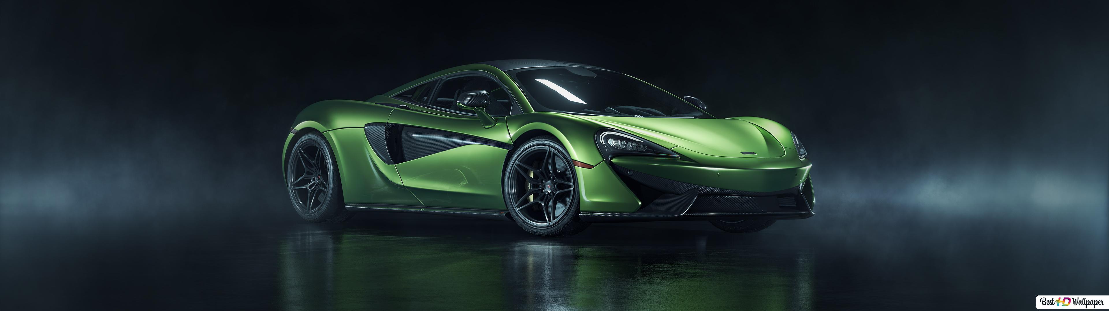 3840x1080 Green McLaren 570s HD wallpaper download
