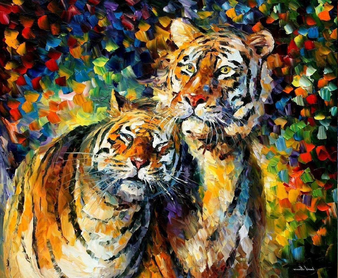 1186x977 tiger, Painting, Leonid Afremov, Animals, Colorful Wallpaper HD