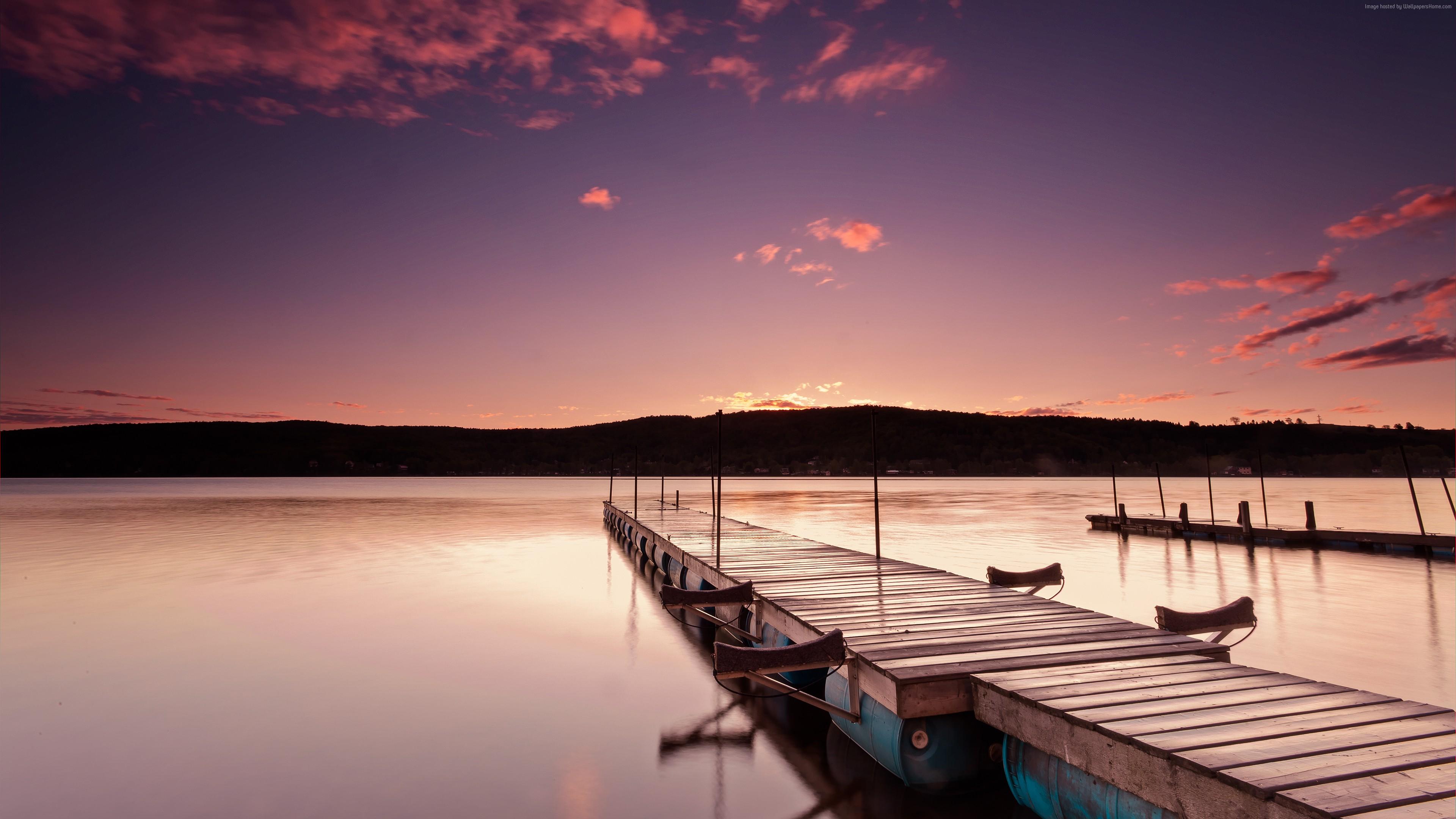 3840x2160 #St Ferdinand, #ocean, #Quebec, #lake, #water, K, #pink Sunrise, #HD Wallpaper, #Canada, #sky, #clouds, #sea HD Wallpaper