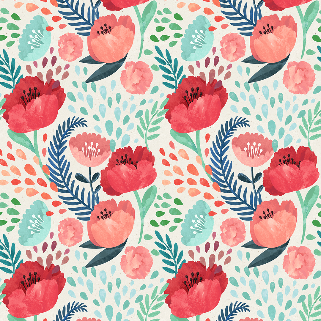 1080x1080 Crimson Poppy Wallpaper Mural. Bright Floral Wallpaper