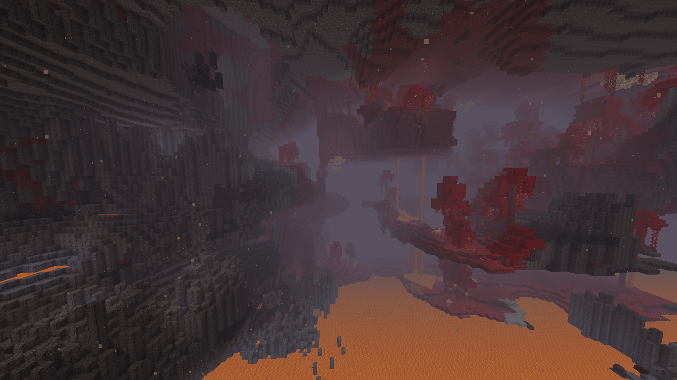 1366x768 When Basalt Deltas meet a Crimson Forest. Mojang has done an absolutely incredible job with the Nether Update