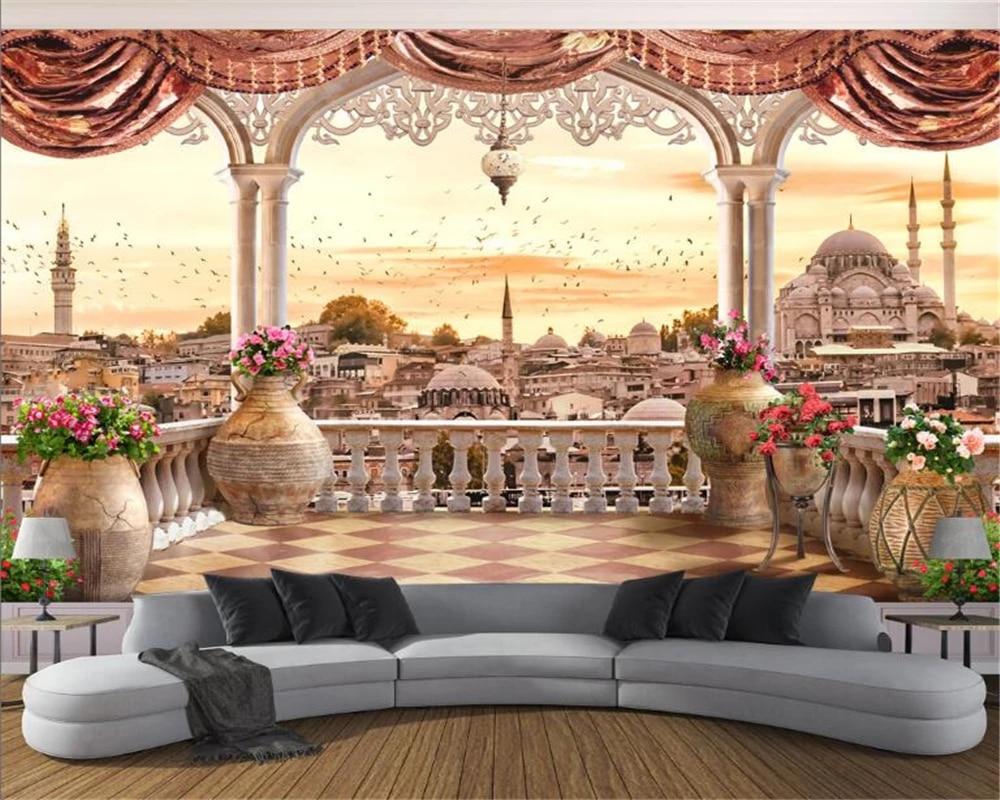 1000x800 beibehang Premium fashion aesthetic vintage wallpaper balcony landscape television bedroom background wall 3D wallpaper tapety. balcony landscaping. wallpaper balconies3D wallpaper
