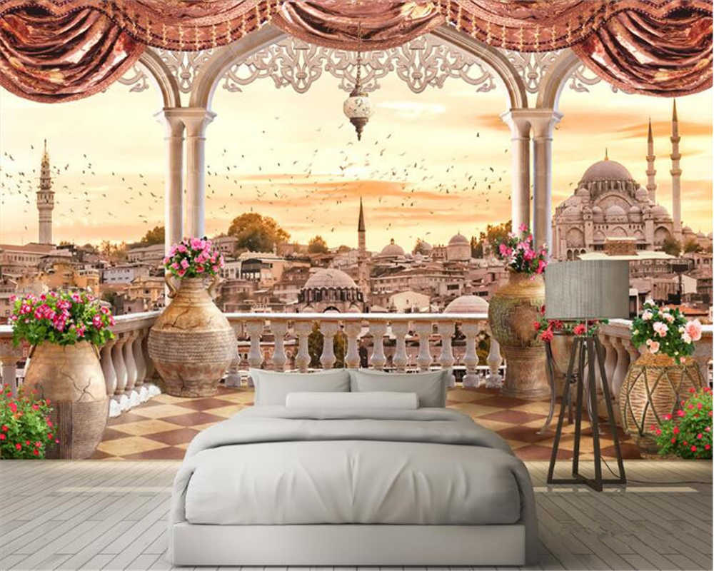 1000x800 beibehang Premium fashion aesthetic vintage wallpaper balcony landscape television bedroom background wall 3D wallpaper tapety. balcony landscaping. wallpaper balconies3D wallpaper