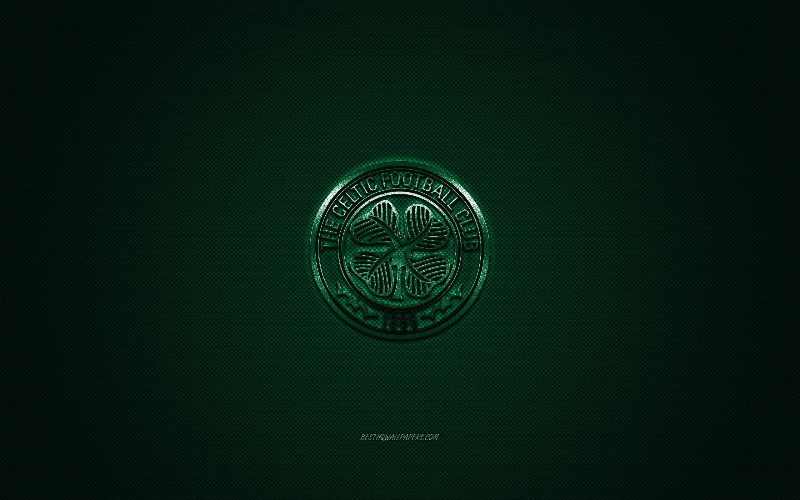 2560x1600 Download wallpaper Celtic FC, Scottish football club, Scottish Premiership, green logo, green carbon fiber background, football, Glasgow, Scotland, Celtic FC logo for desktop with resolution 2560x1600. High Quality HD picture wallpaper