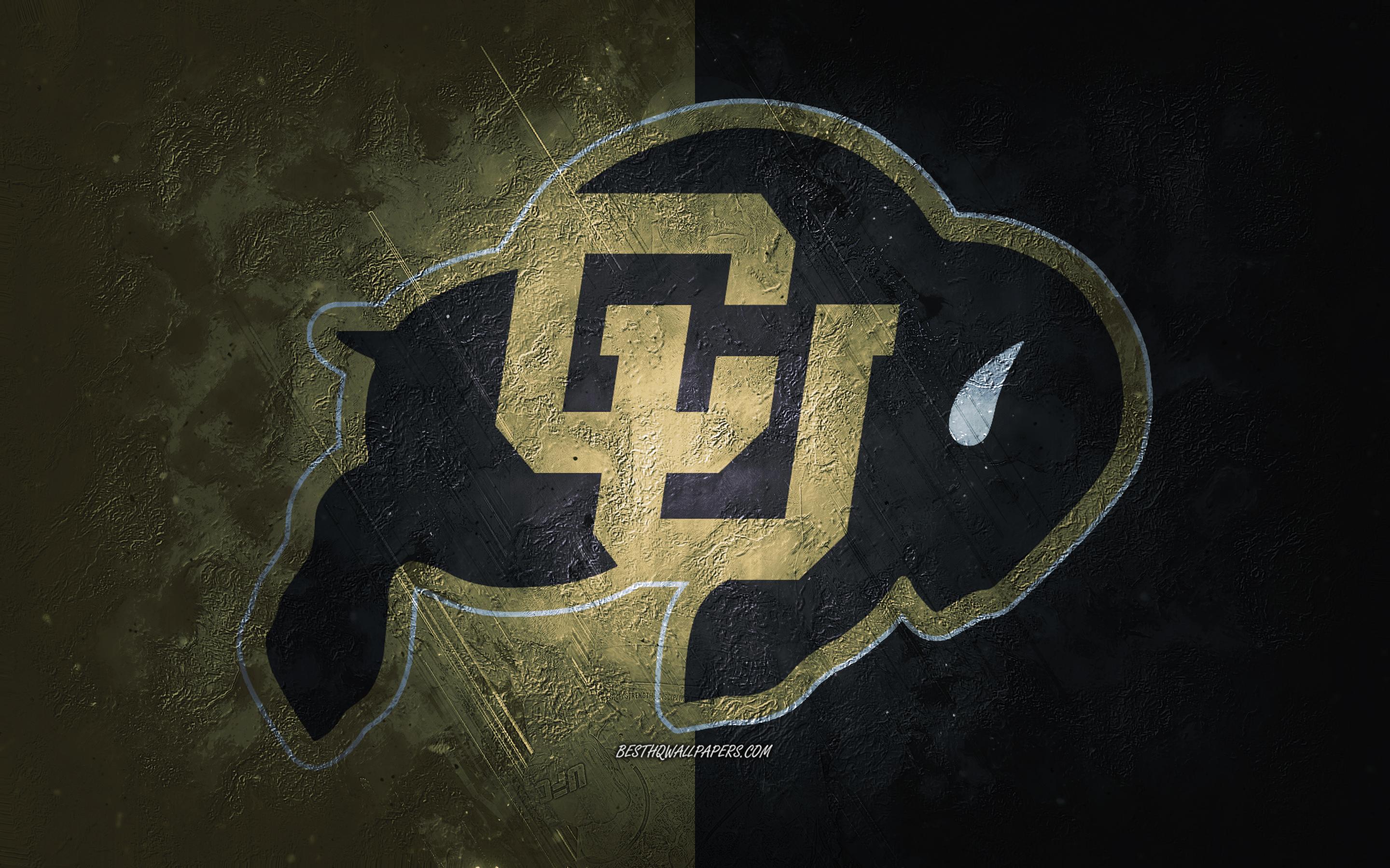 2880x1800 Download wallpaper Colorado Buffaloes, American football team, golden gray background, Colorado Buffaloes logo, grunge art, NCAA, American football, USA, Colorado Buffaloes emblem for desktop with resolution 2880x1800. High Quality HD picture wallpaper