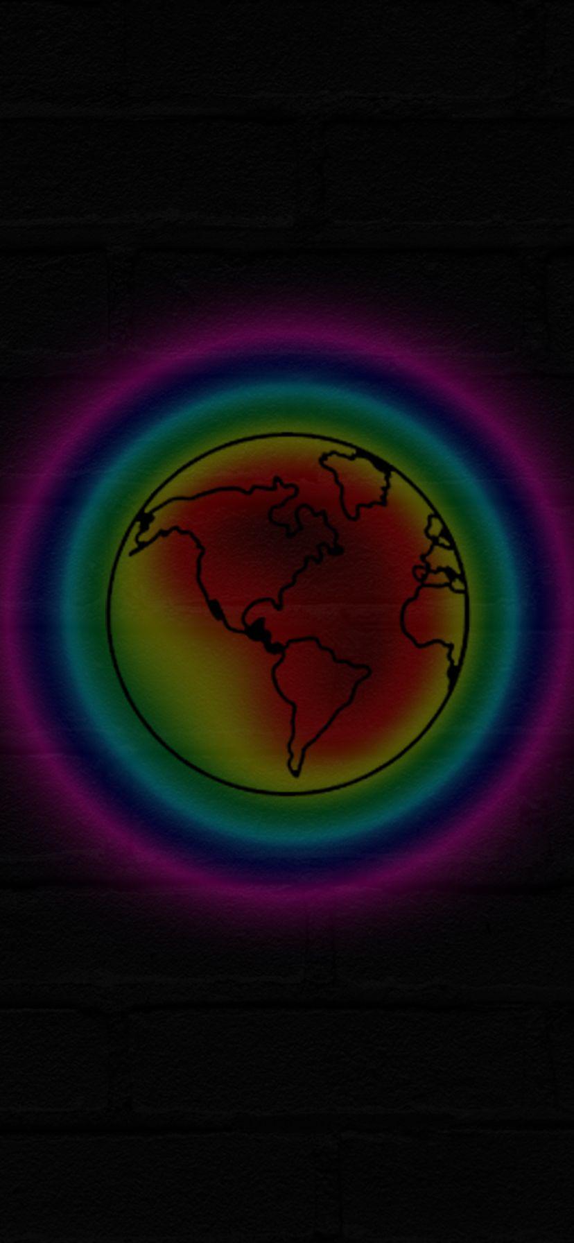 828x1792 Mobile Phone Neon Earth Rainbow Colorful Wallpaper iOS ANDROID Smartphone New Apple Samsung. Colorful wallpaper, Neon, Neon art