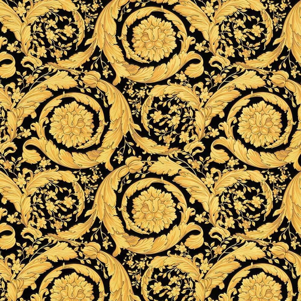 1000x1000 93583 4 Gold Black Barocco Flowers Mimas Versace Wallpaper