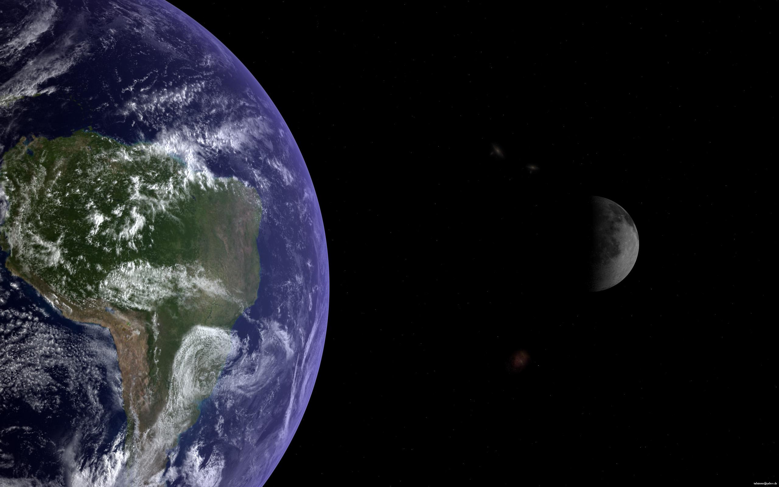 2560x1600 Earth Moon Rainbow Wallpaper