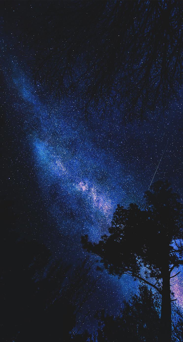 744x1392 Aesthetic Black Galaxy Wallpaper
