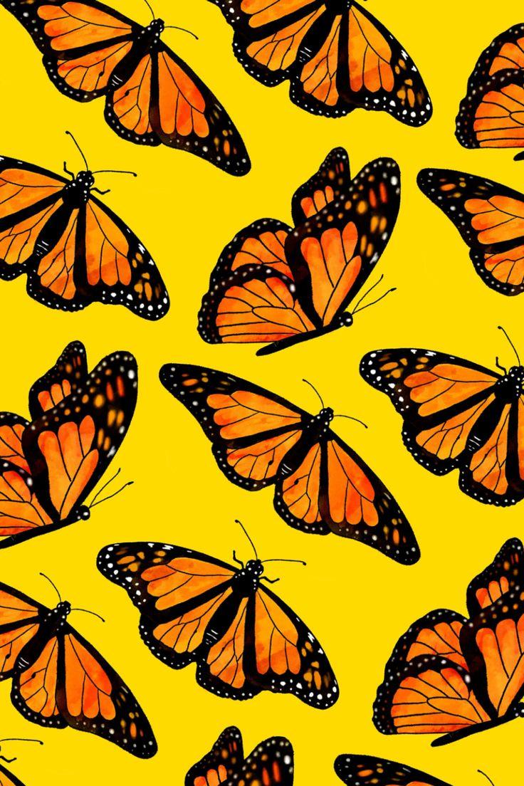 736x1104 Yellow Monarch Butterfly Pattern. Butterfly wallpaper iphone, Butterfly wallpaper, Cute laptop wallpaper