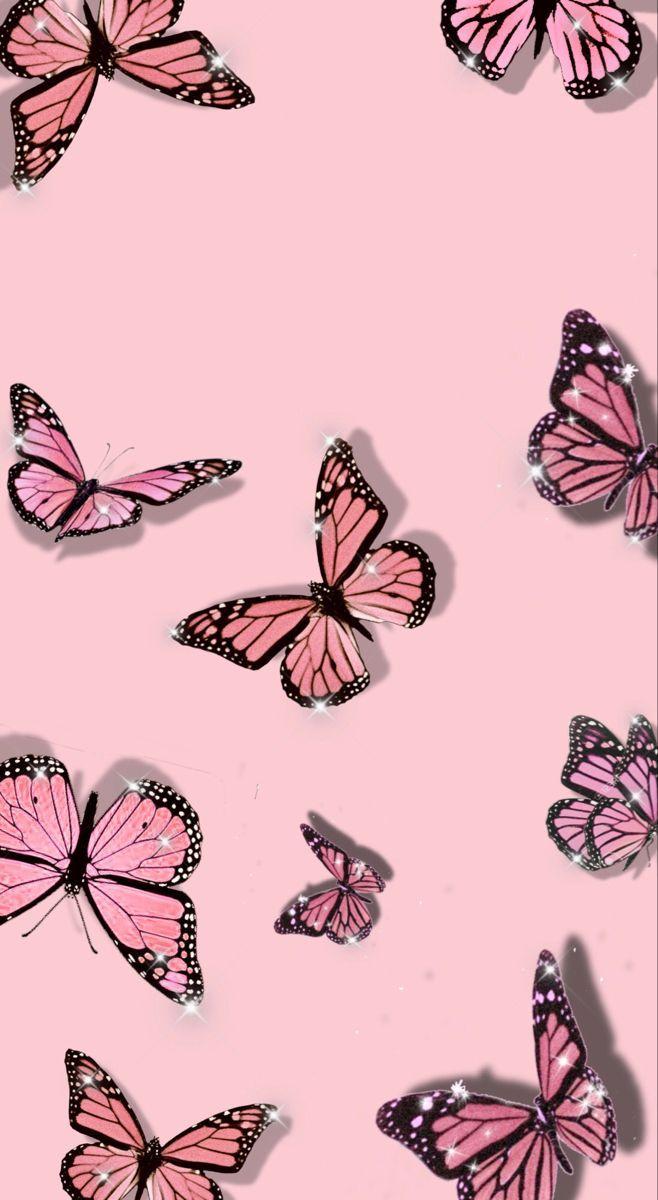 658x1200 Cute Aesthetic Pink Butterfly Wallpaper