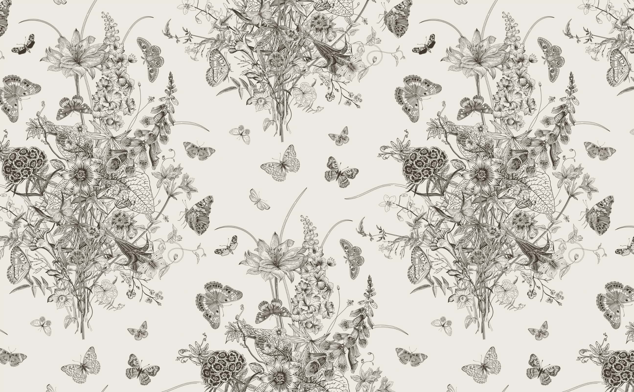 2592x1602 Bespoke style floral and butterfly Pattern Wallpaper for Walls