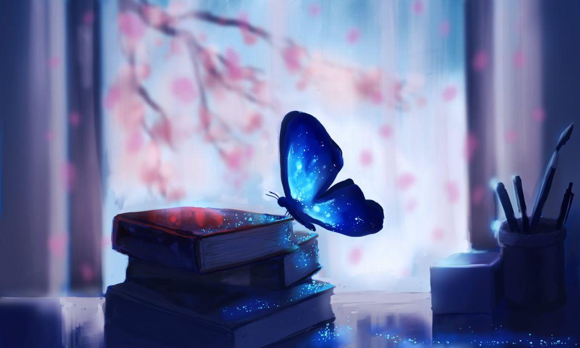 1167x700 Art butterfly books tree Drawing