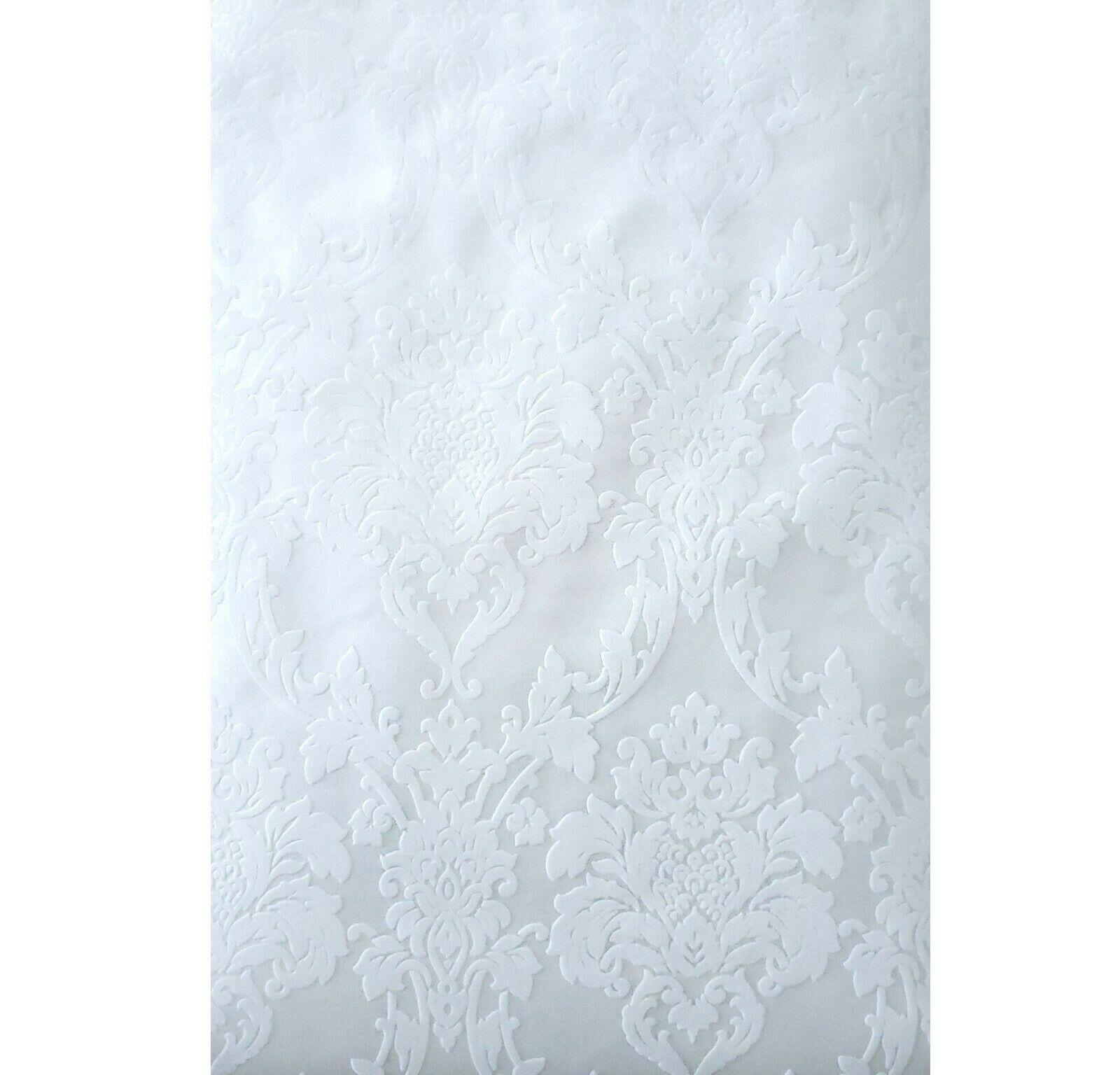 1600x1536 flocking white Metallic Flocked vintage damask velvet Wallpaper