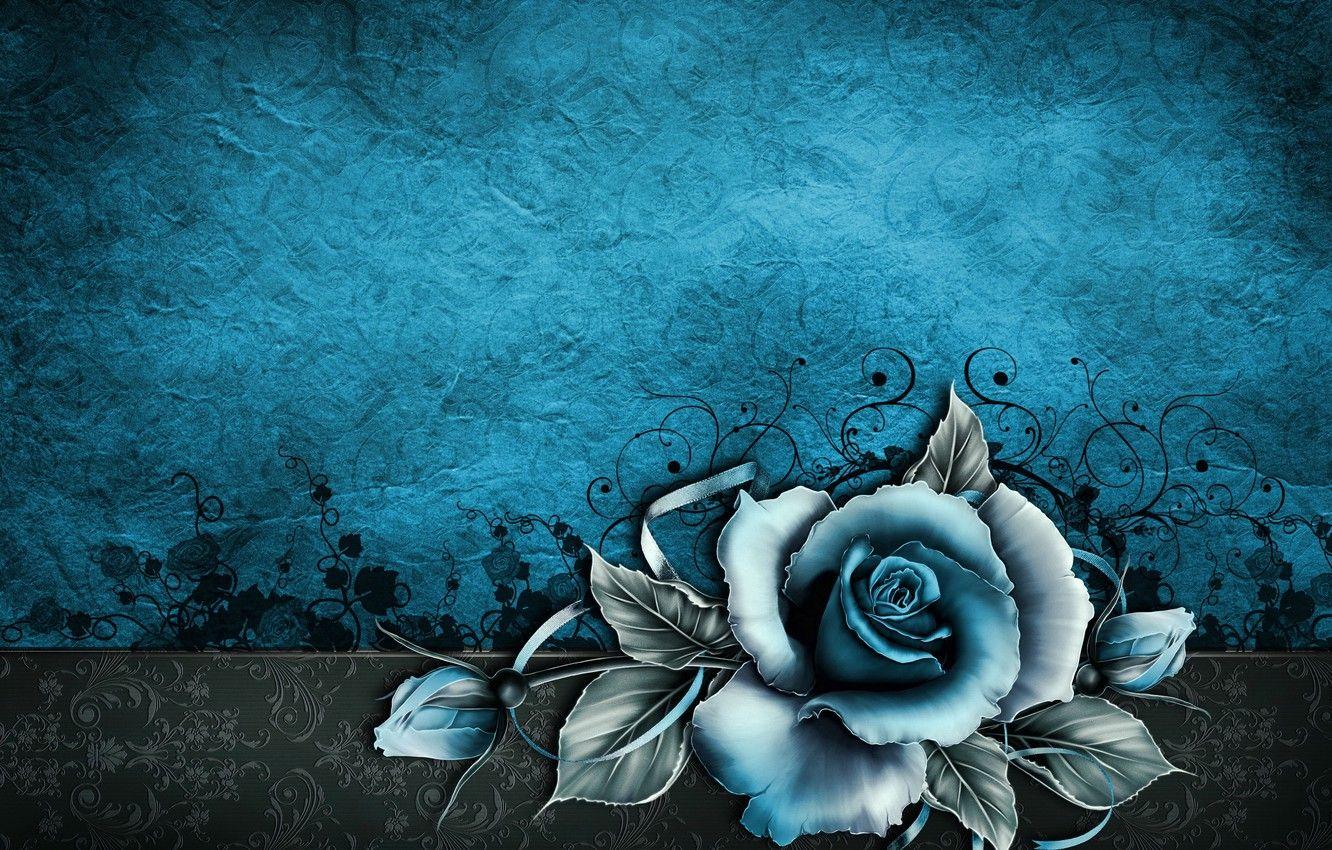 1332x850 Blue Rose Vintage Wallpaper
