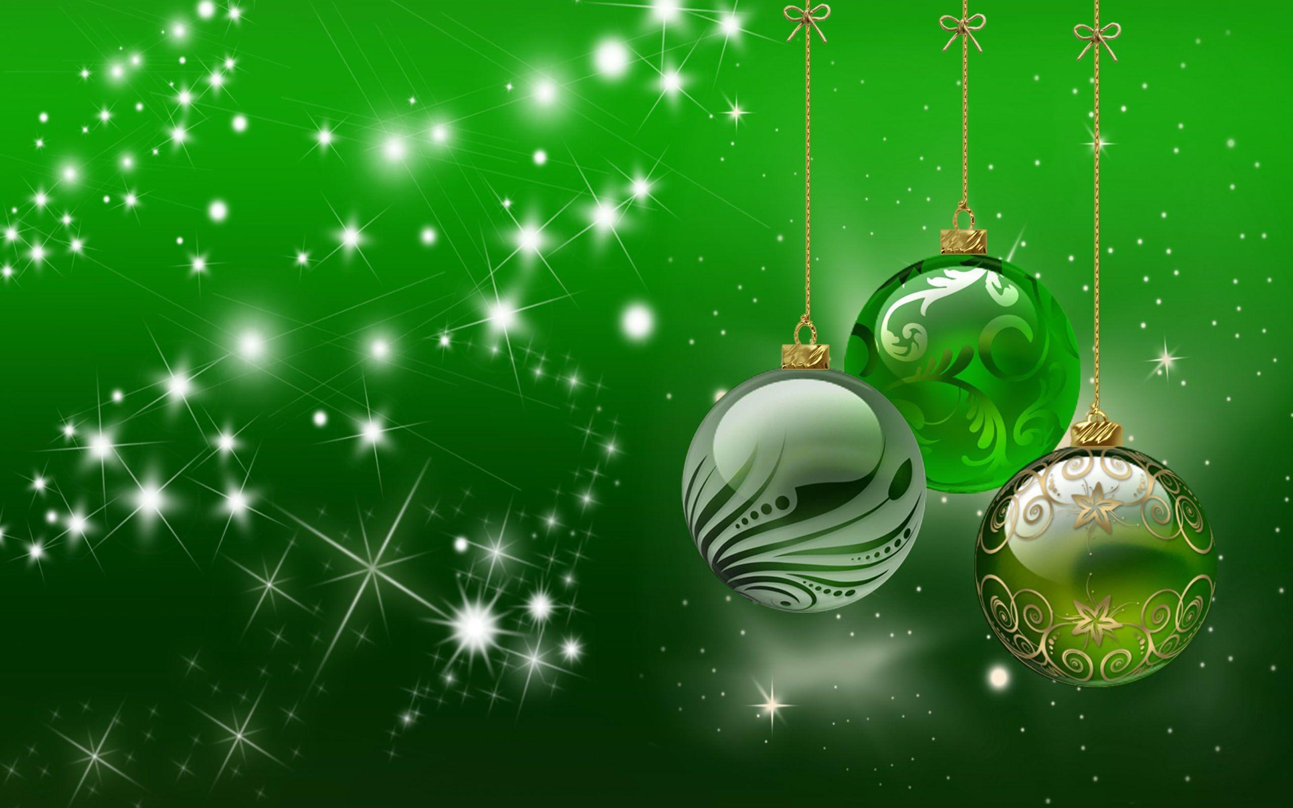 2560x1600 Background Christmas Happy Holidays Decorative Ornaments Green