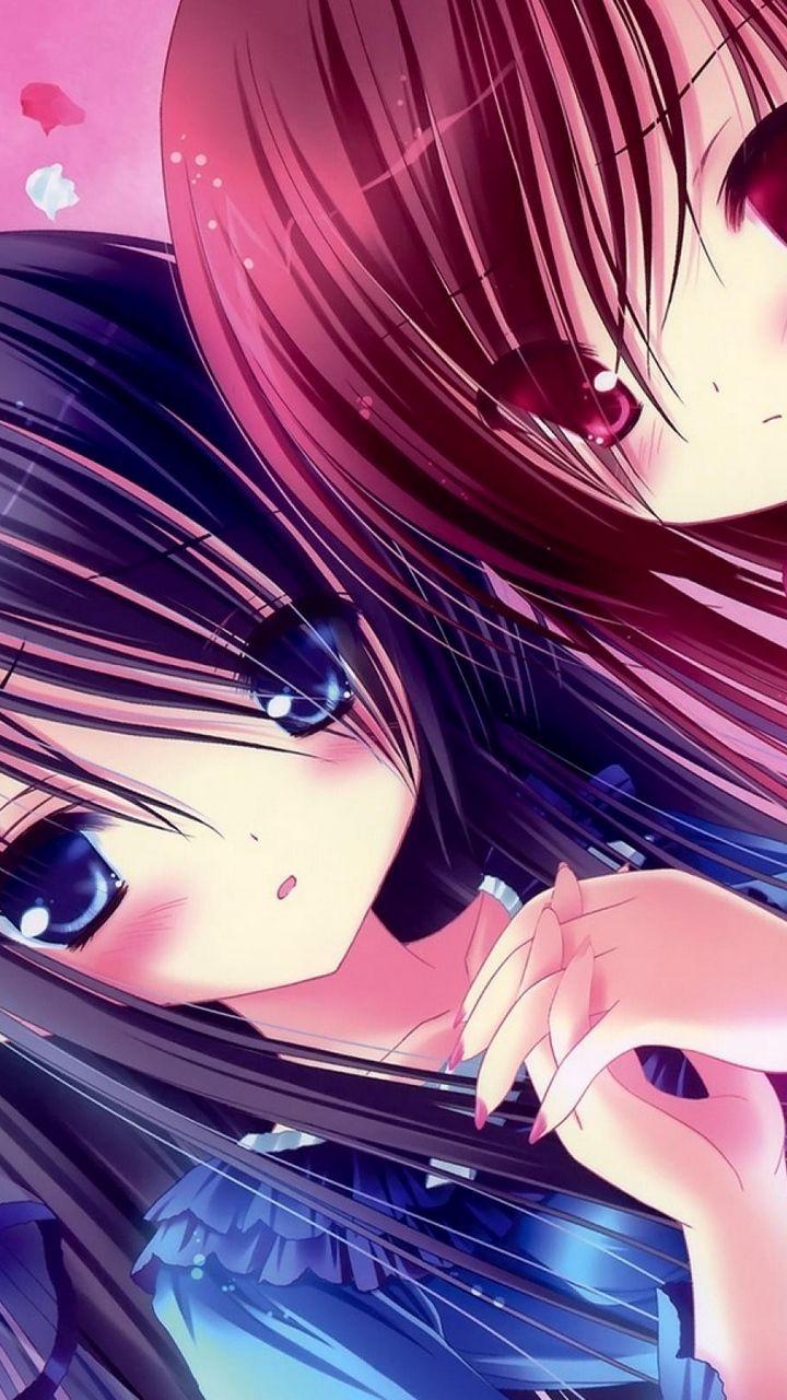 720x1280 Download wallpaper 720x1280 kawaii, anime, girl, friend, person