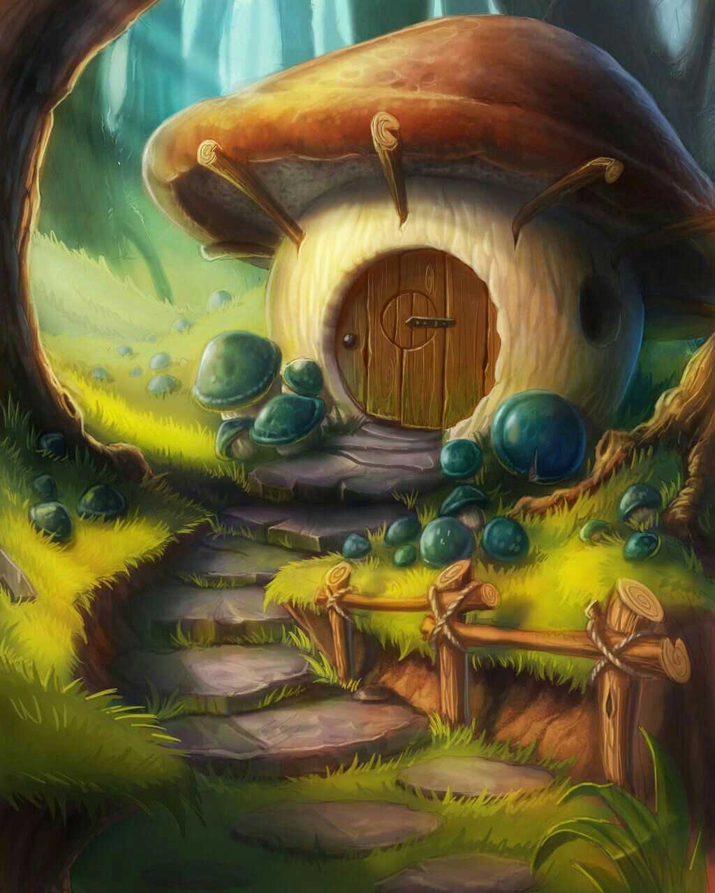 1024x1280 Mushroom House Wallpaper Free HD Wallpaper