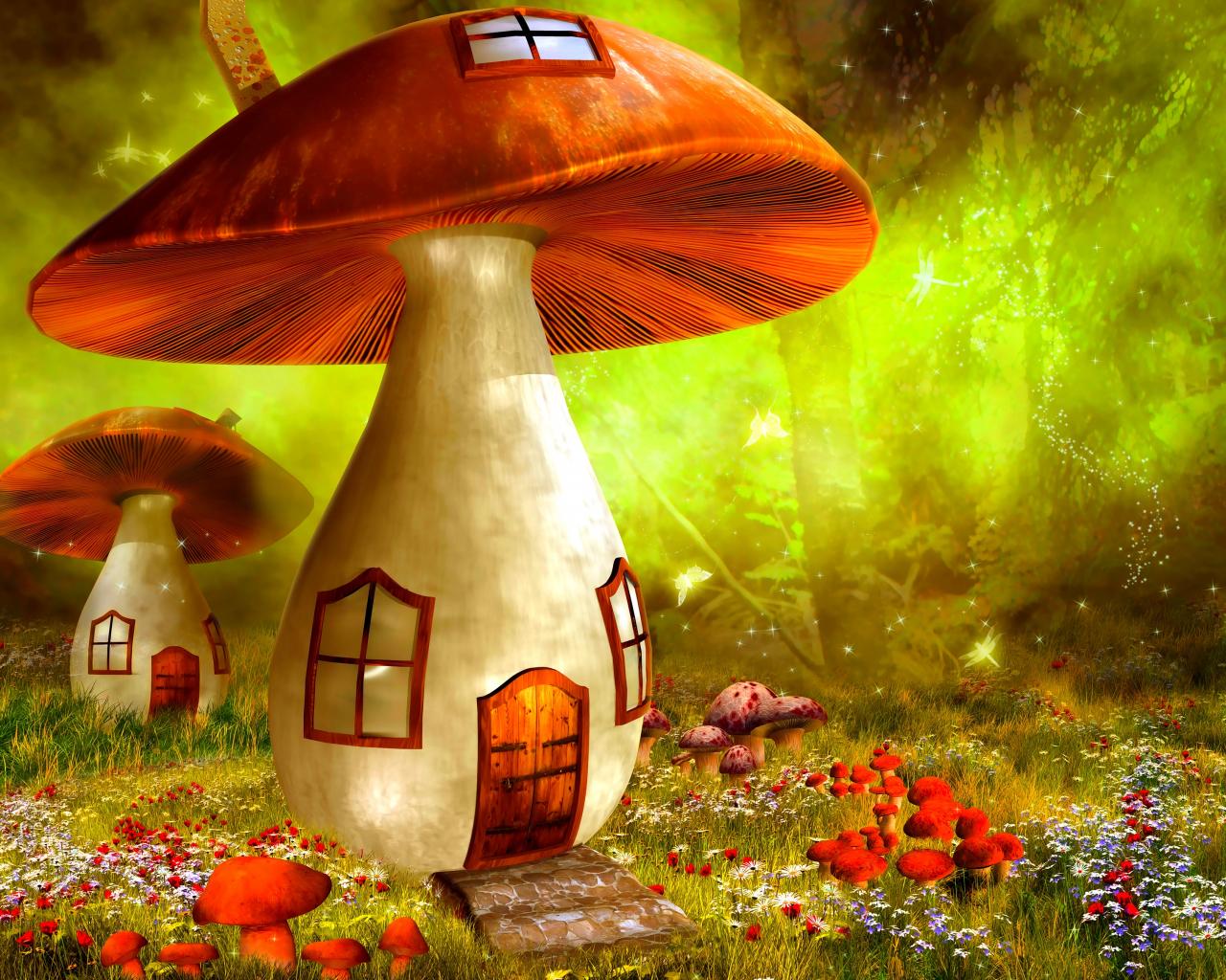 1280x1024 Desktop Wallpaper Mushroom House, Fantasy, Art, HD Image, Picture, Background, X00g9p