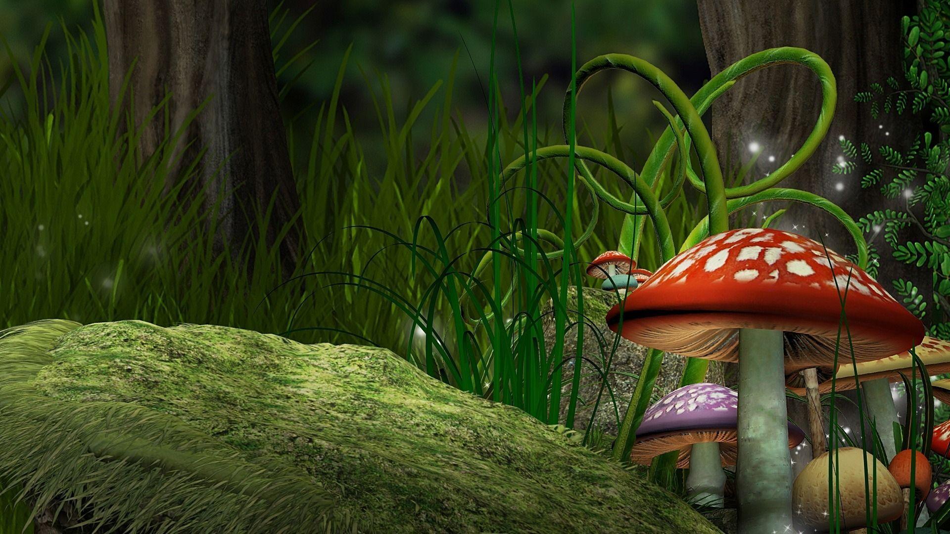 1920x1080 Cartoon Mushroom Wallpaper