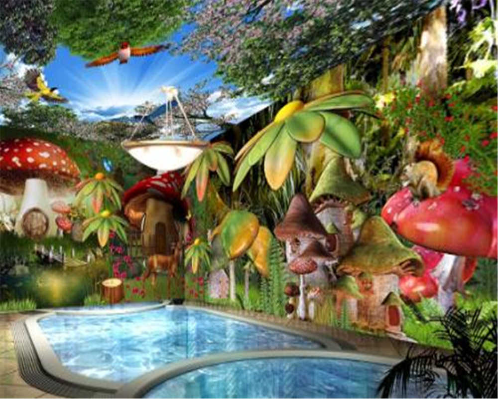 1000x800 3D Wallpaper for Living Room Bedroom Mushroom House In The Woods Fairy House Full Wall Background HD Wallpaper. Wallpaper