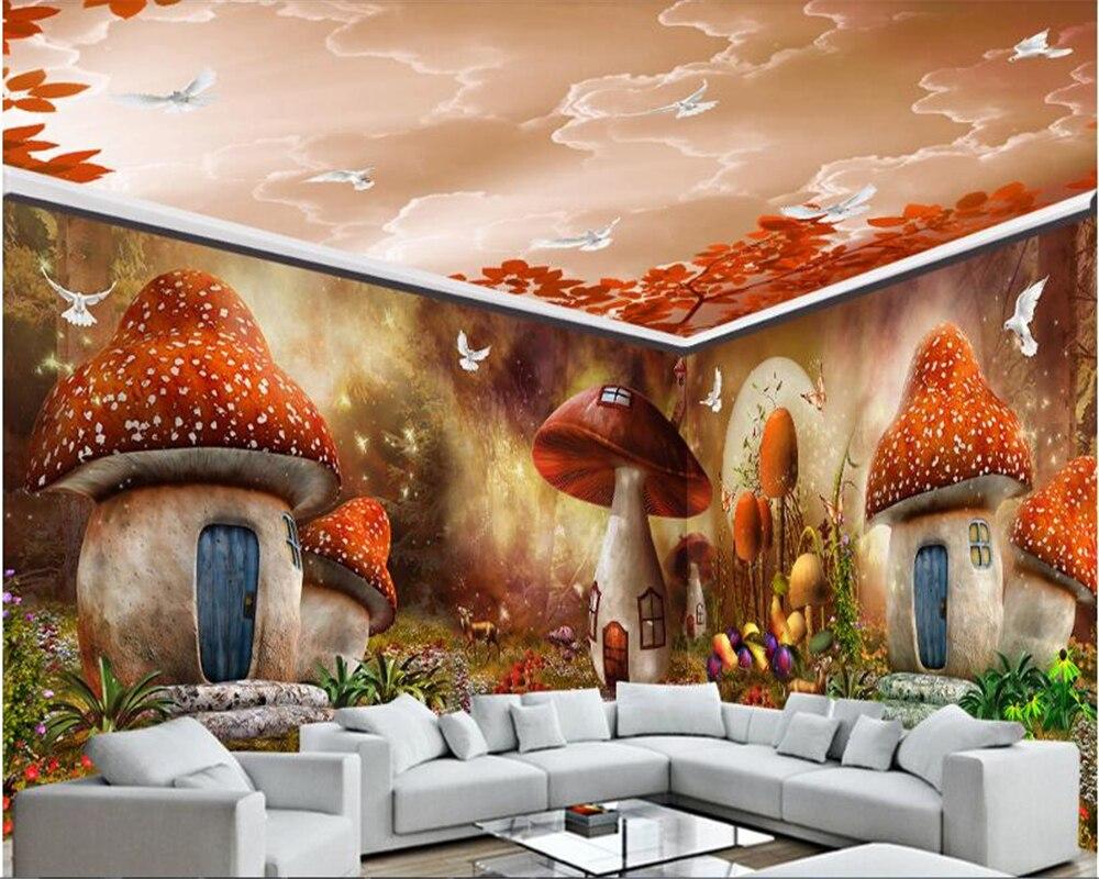 1000x800 beibehang The only beautiful dream personality wallpaper mushroom house forest whole house custom background papier peint behang. Wallpaper