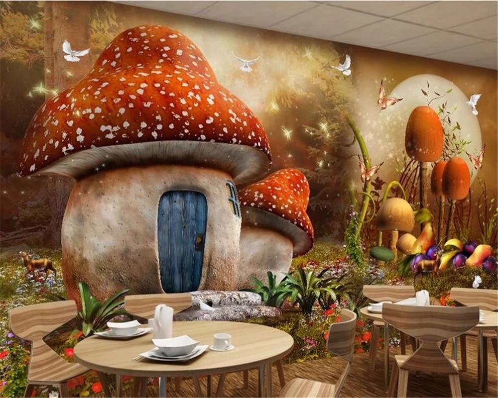 1000x800 beibehang Custom wallpaper 3D fairy fantasy mushroom house children's room background wall painting papel de parede 3D wallpaper. papel de parede. de paredepapel de