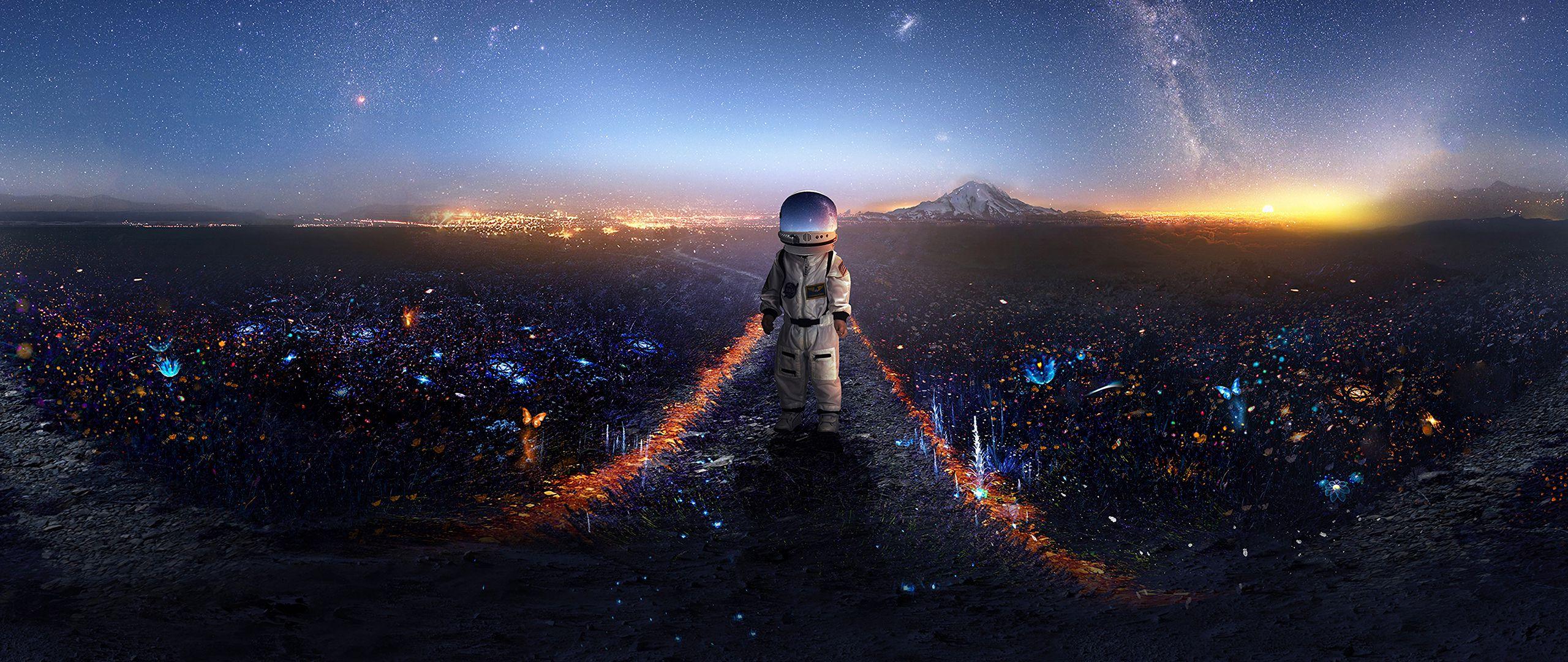 2560x1080 Download wallpaper 2560x1080 astronaut, art, space, stars, galaxy dual wide 1080p HD background