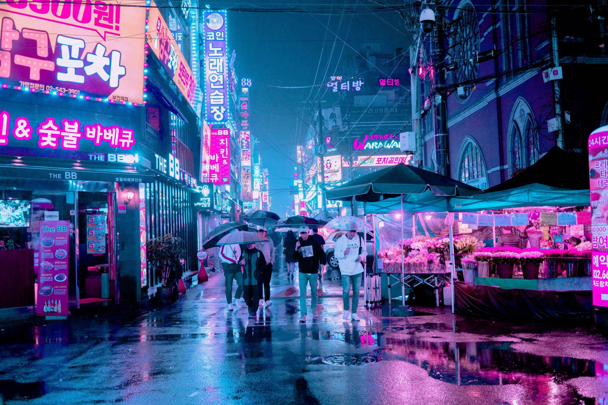 4K Neon Rain Wallpapers Top Free 4K Neon Rain Backgrounds