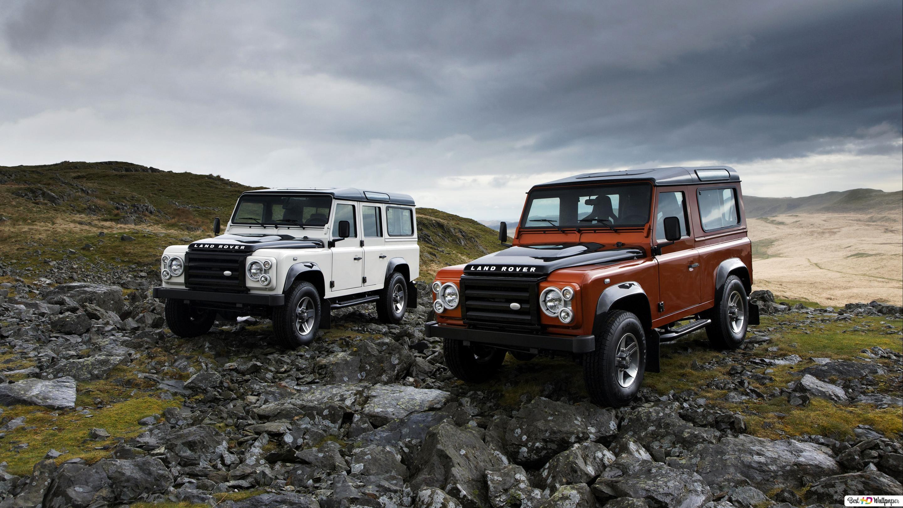 2880x1620 White and Orange Land Rover Defender HD wallpaper download