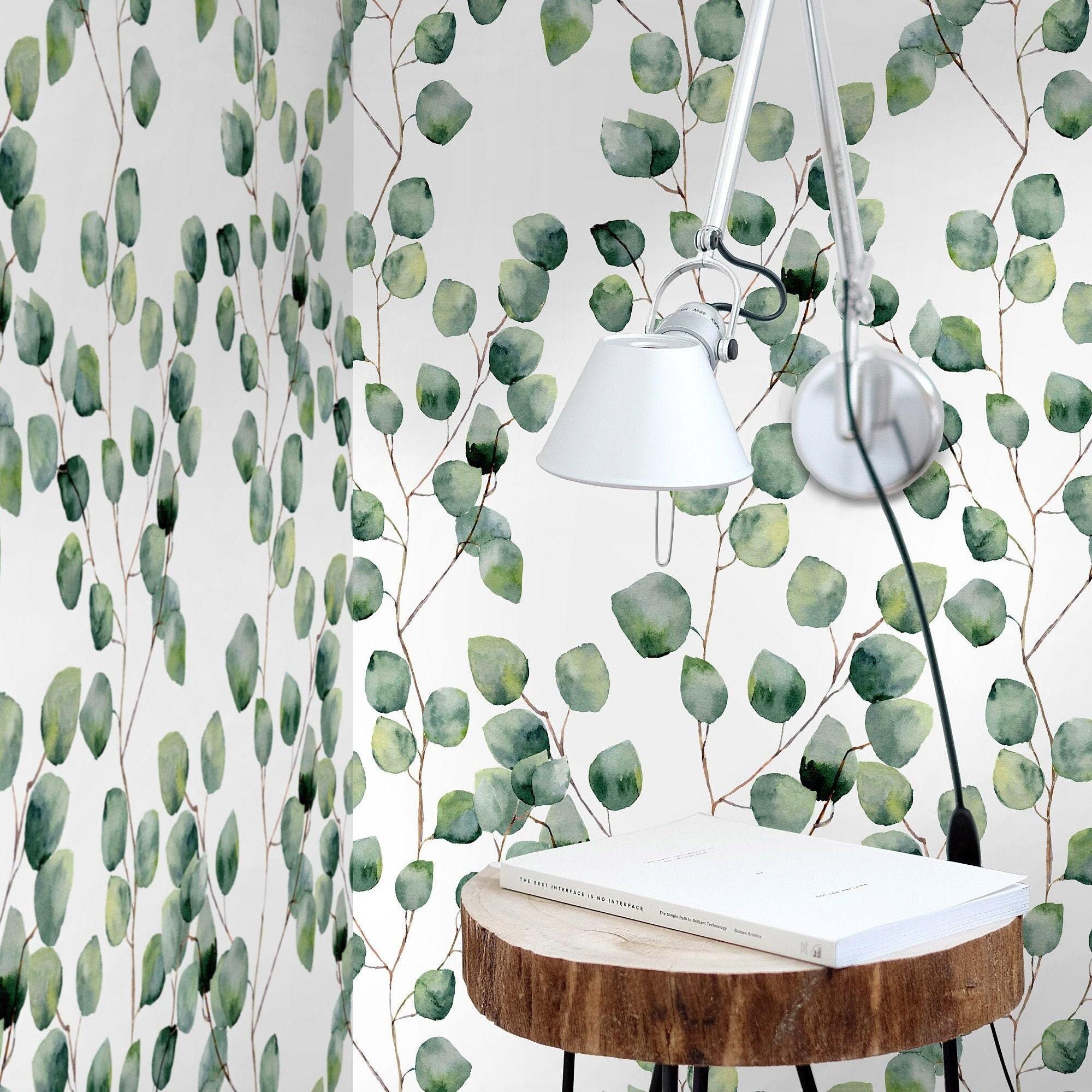 2000x1999 Vintage Watercolor Green Leaves Wallpaper Eucalyptus