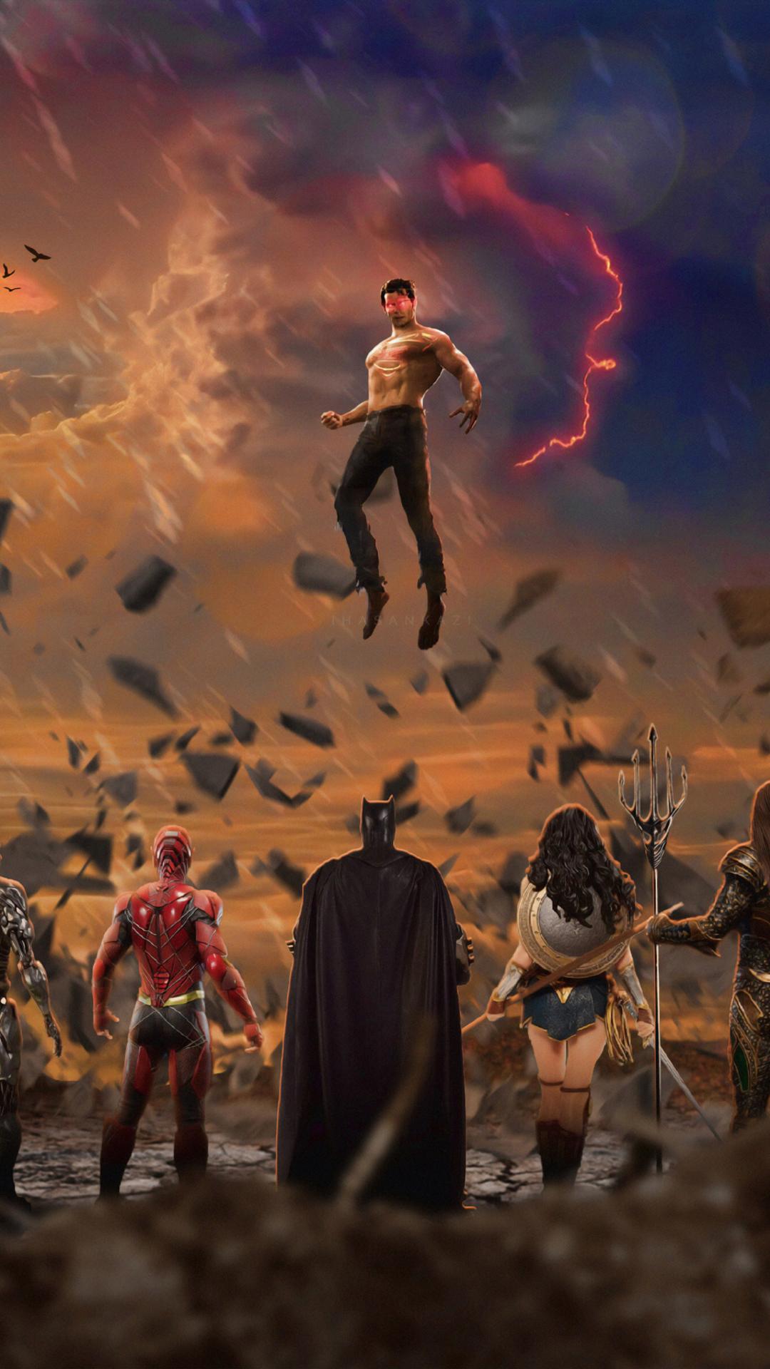 1080x1920 1080x1920 superman, justice league, batman, wonder woman, aquaman, flash, cyborg, hd, artstation, superheroes for iPhone 8 wallpaper