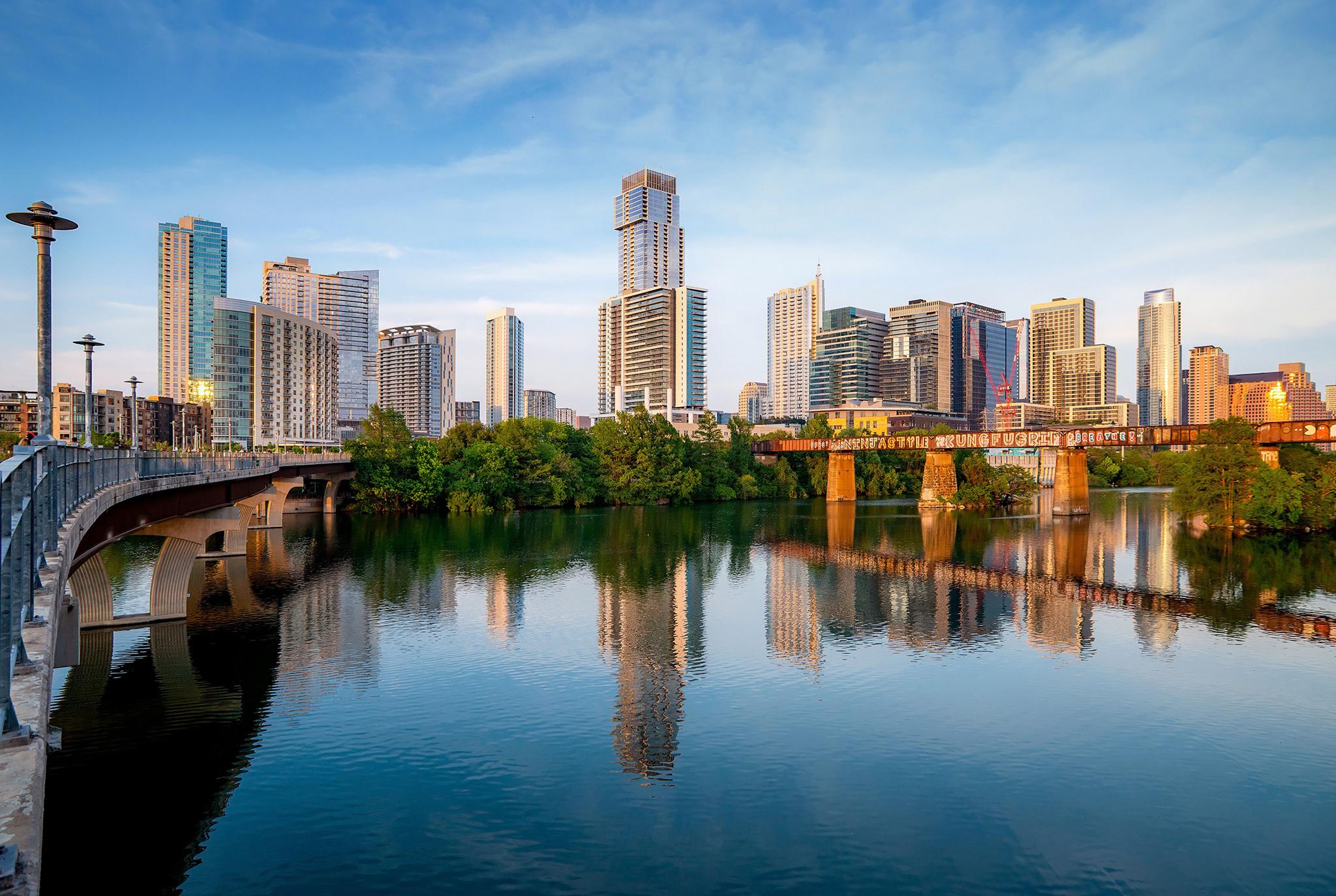2048x1374 Desktop Wallpaper Texas USA Austin Bridges river Houses 2048x1374