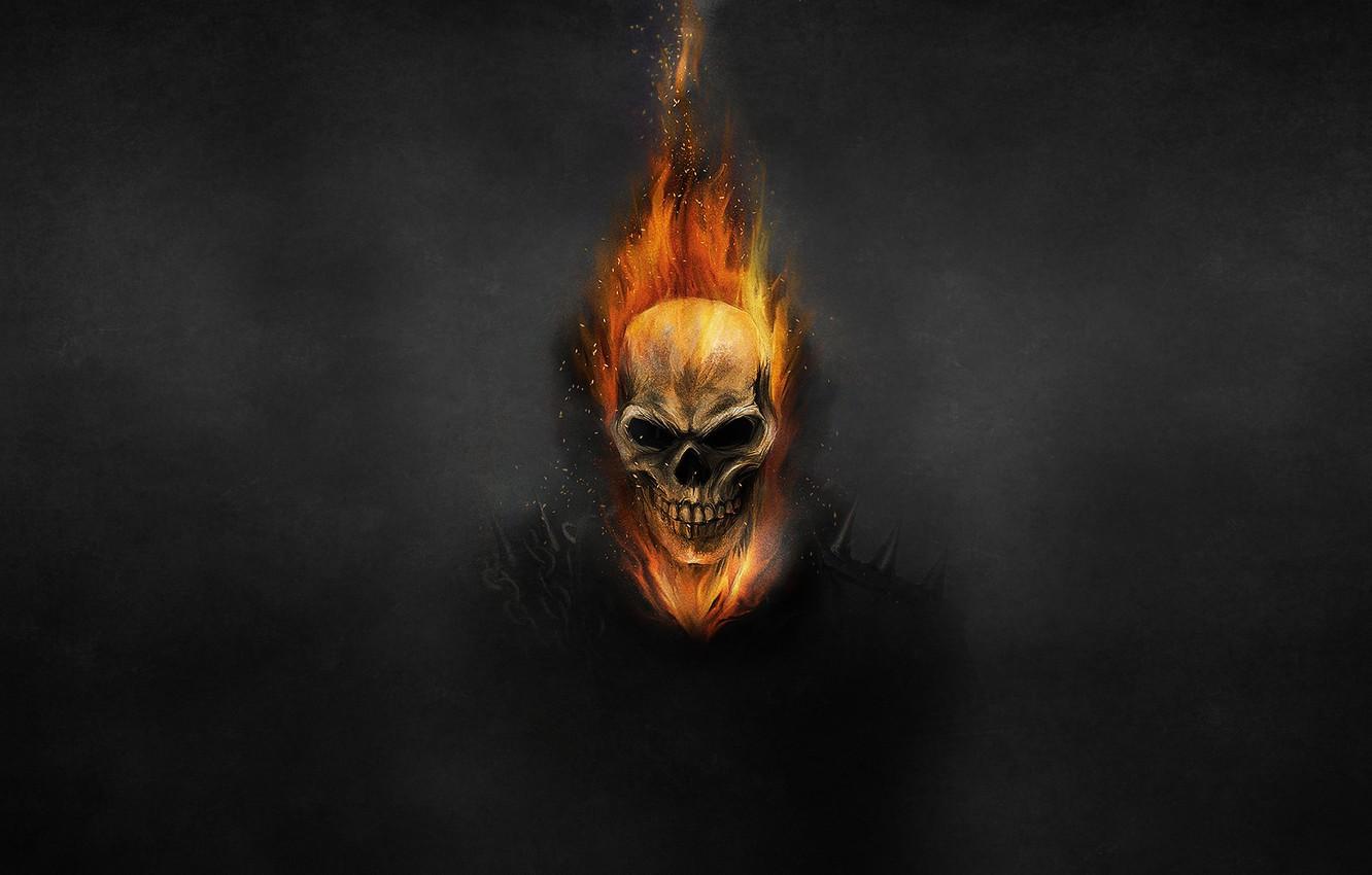 1332x850 Wallpaper The Dark Background Fire Skull Chain Skeleton Rider Wallpaper 4k