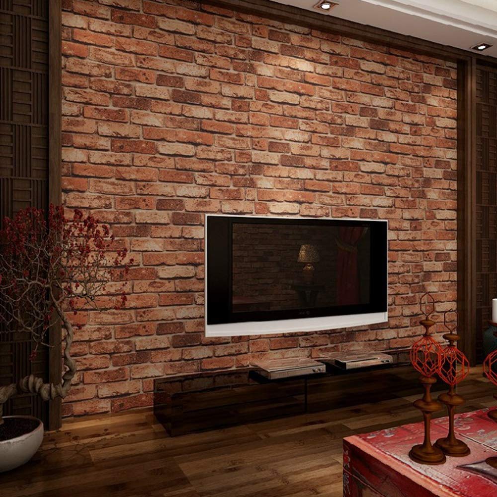 1000x1000 KeTian Modern Three Dimensional Wallpaper Red Brick Wall PVC Wallpaper 3D Textured Bricks For Living Room Tv Backdrop Wall Hotel 0.53m (1.73' W) X 10m(32.8'L)=5.3m2 (57 Sq.ft) Buy Online In Bulgaria At Desertcart