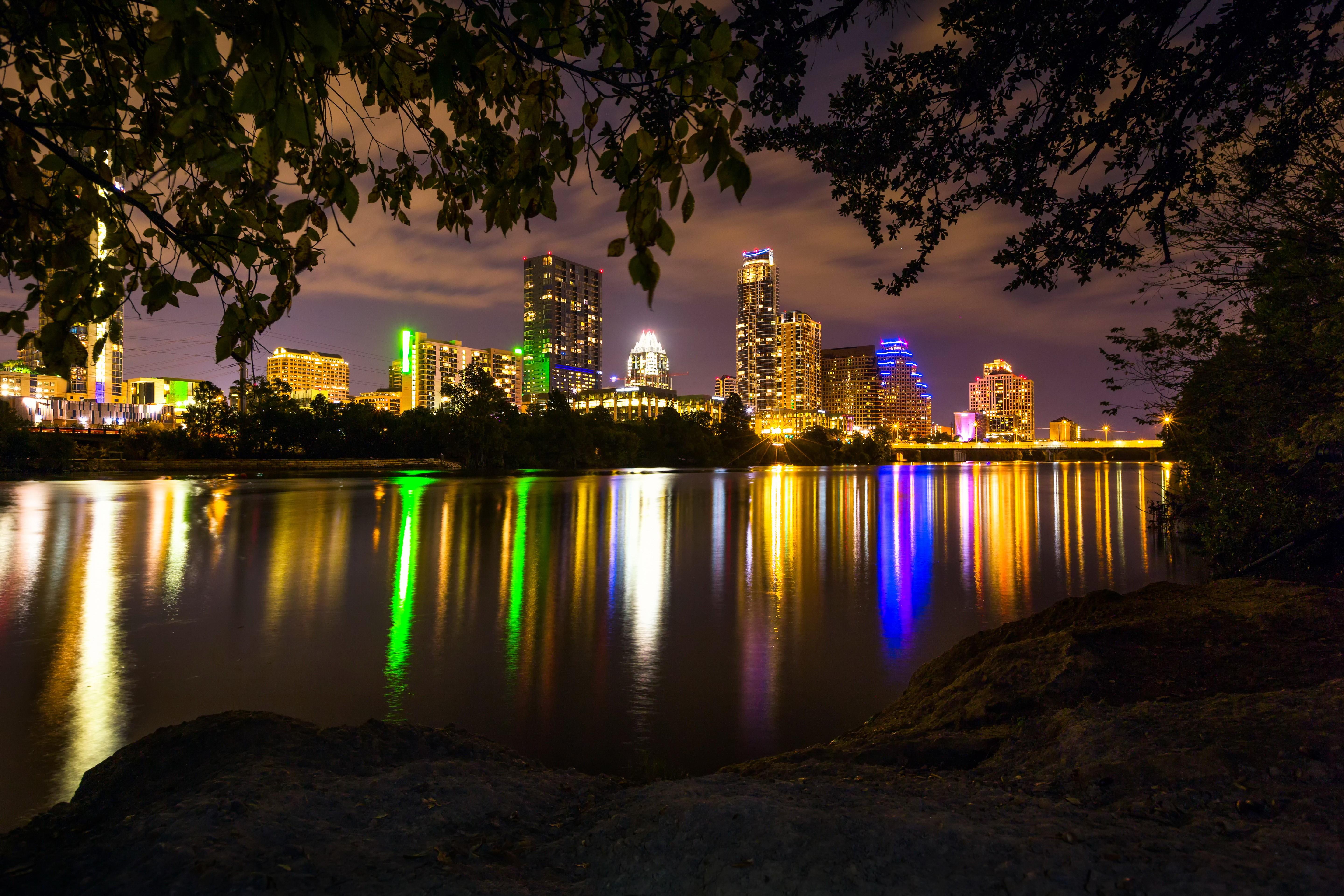 5760x3840 4K, 5K, Austin, USA, Skyscrapers, Rivers, Texas, Night HD Wallpaper