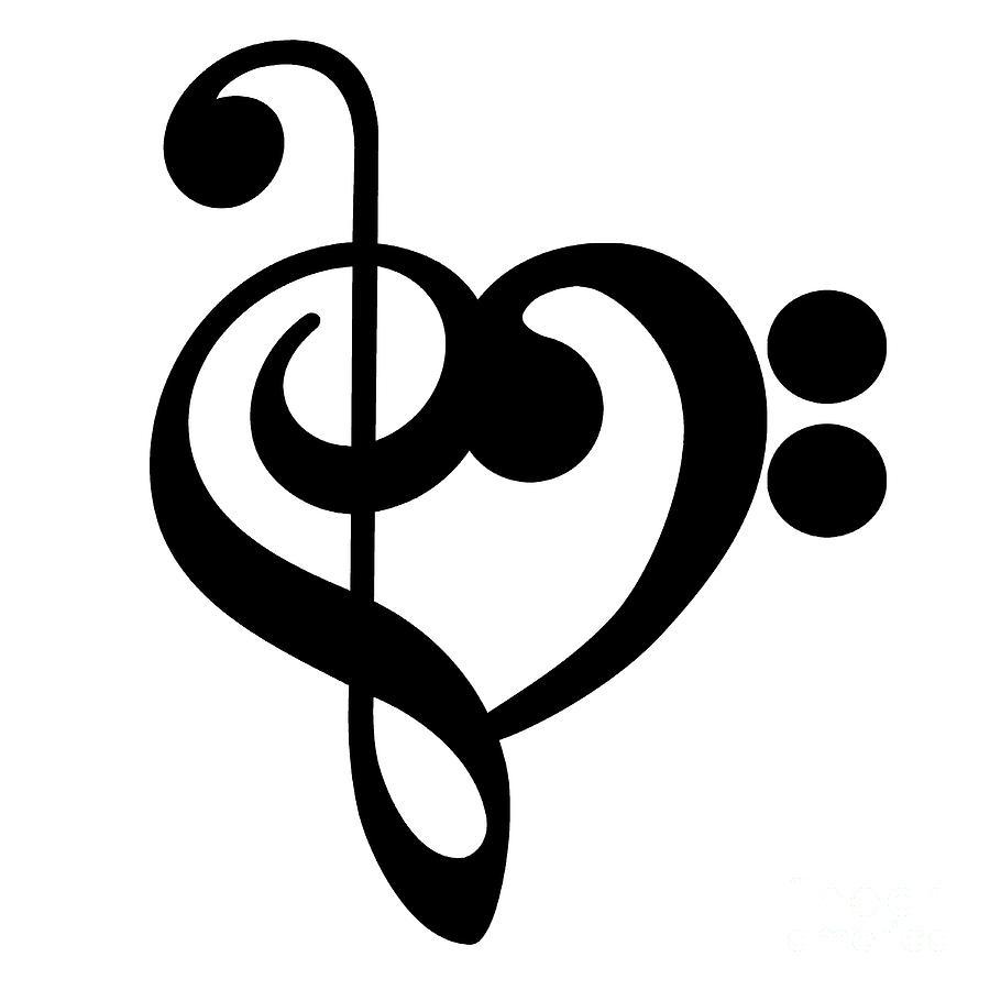900x900 Music Treble Bass Clef Heart Digital Art by Best Trendy Choices